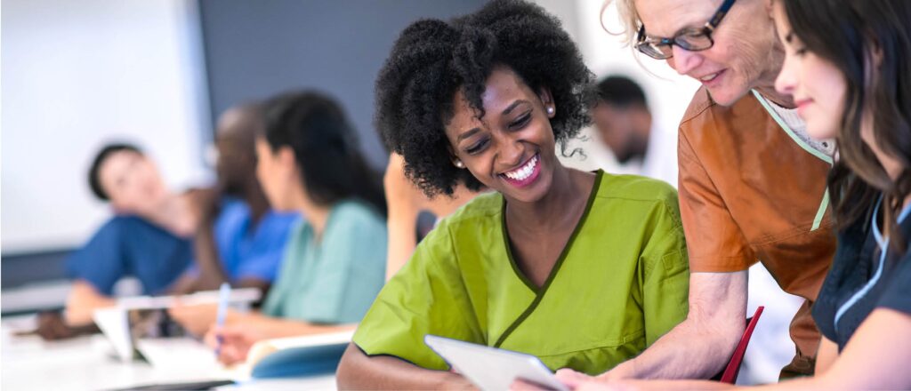 Nursing students in classroom with instructor